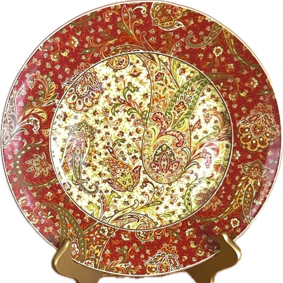 222 Fifth 𝑀𝑎𝘩𝑎𝑟𝑎𝑛𝑎 Fine Porcelain Dinner Plates Set of 2 - Picture 1 of 5